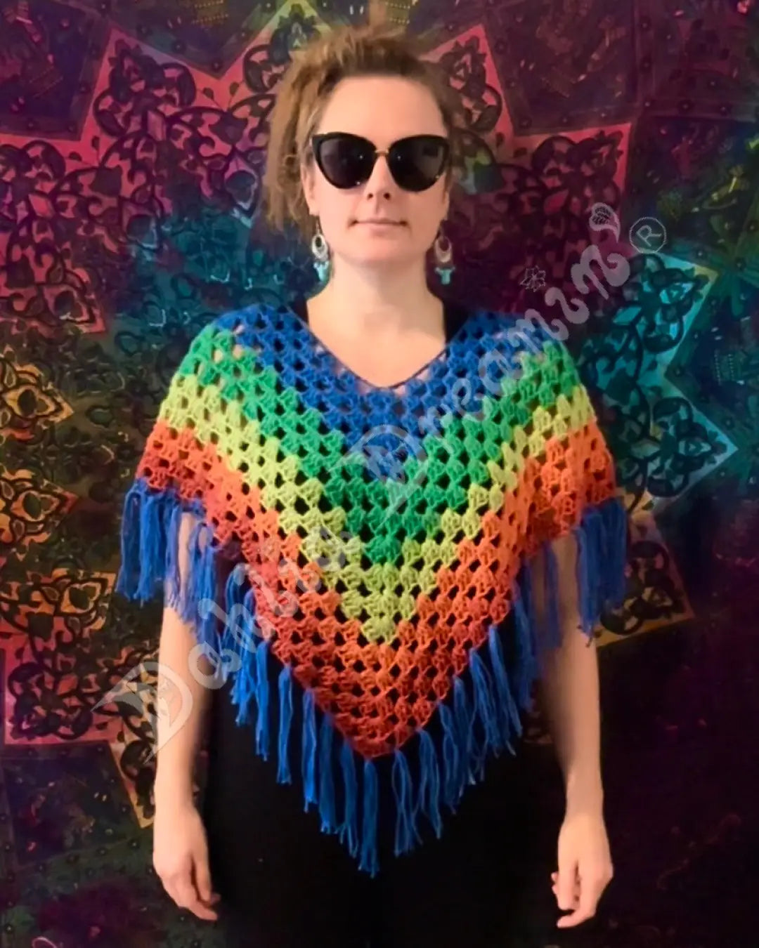 Bright Rainbow Poncho