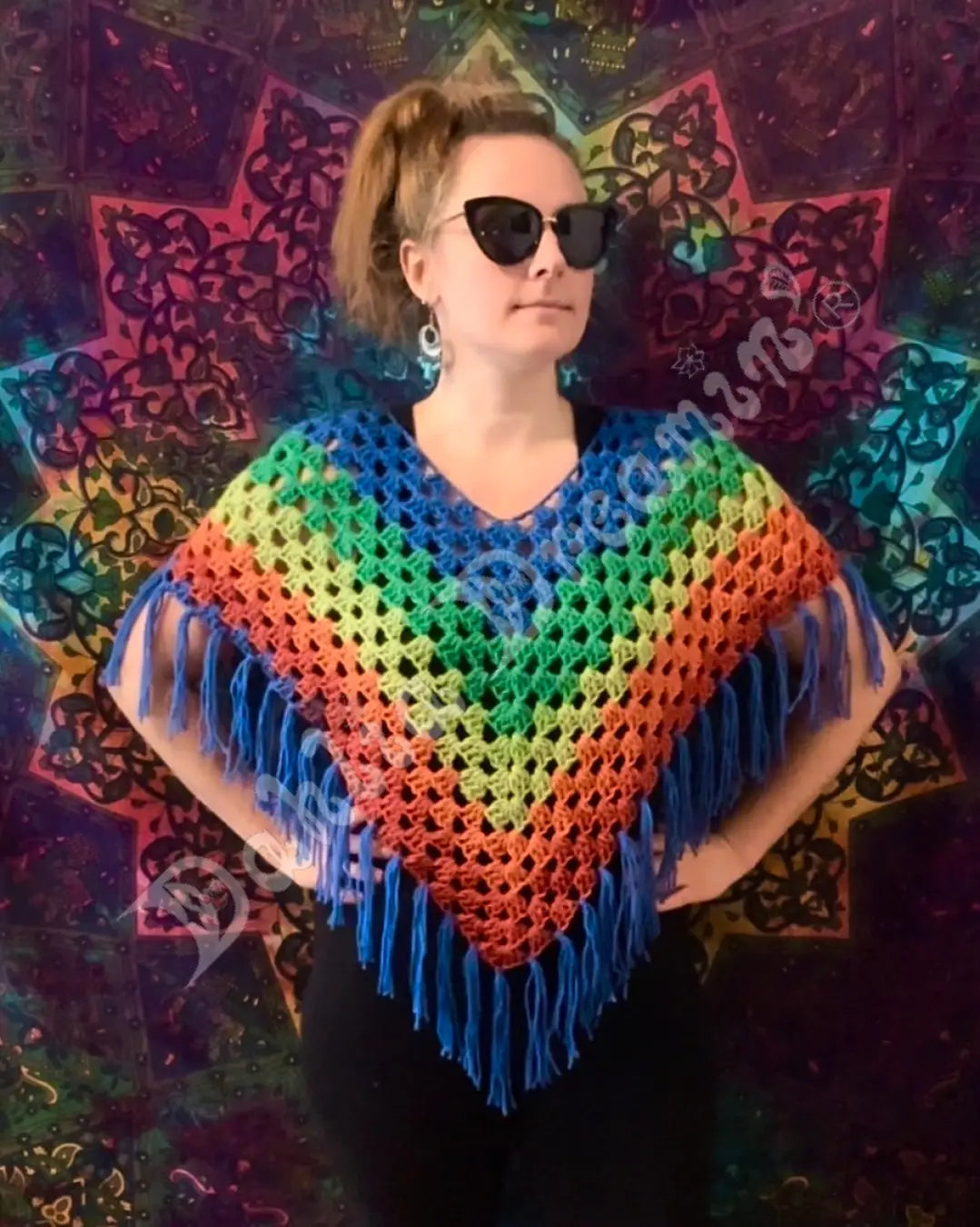 Bright Rainbow Poncho