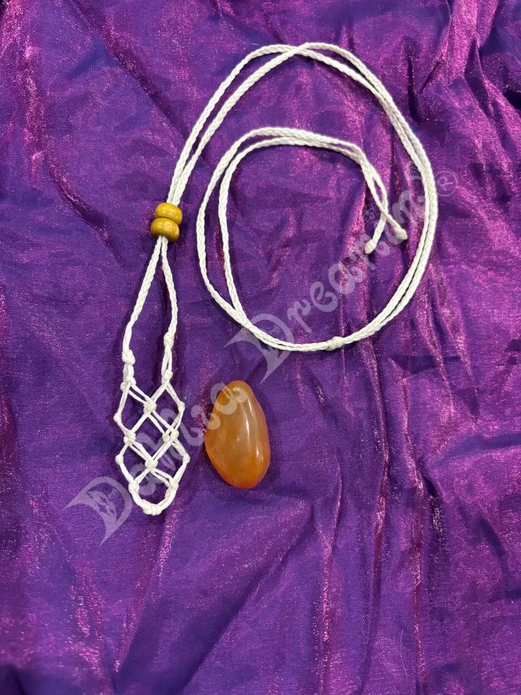 Citrine With White Cord Necklace Pouch