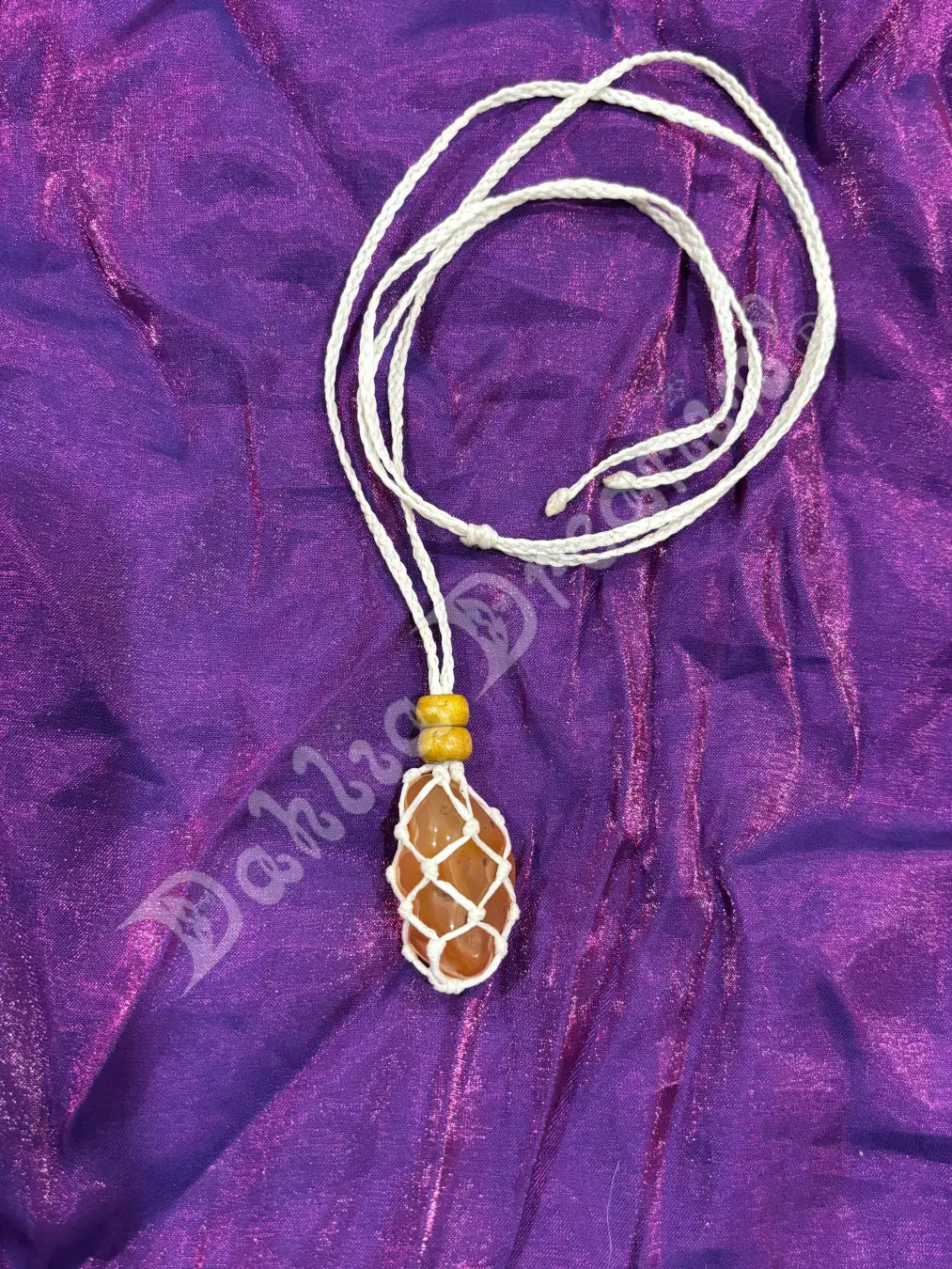 Citrine With White Cord Necklace Pouch