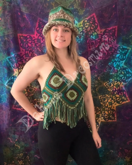 Green Diamonds Crochet Top