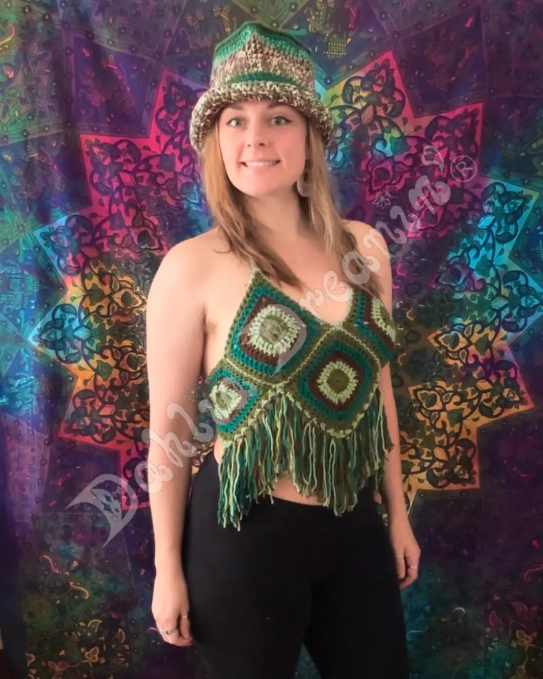 Green Diamonds Crochet Top