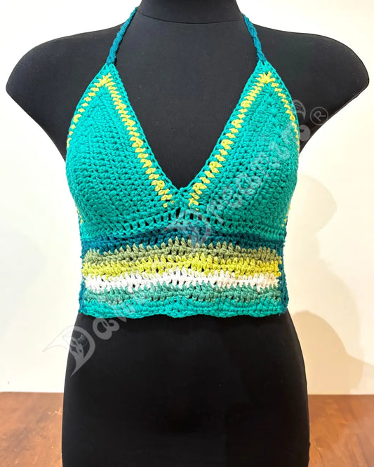 Green Sea Waves Crochet Top