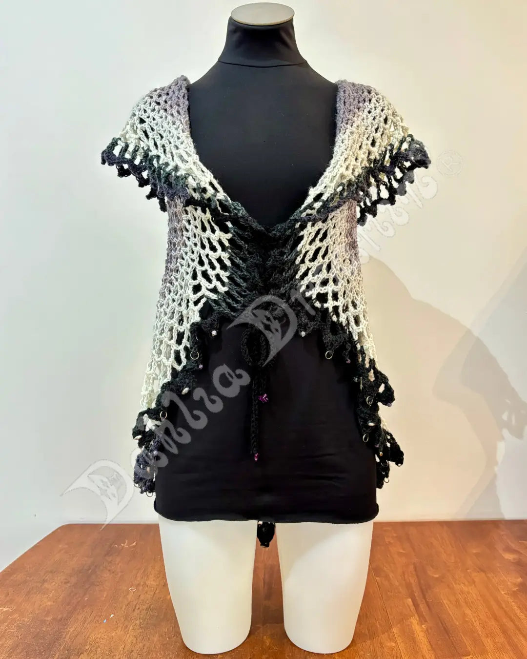 Monochrome Dahlia Circular Vest