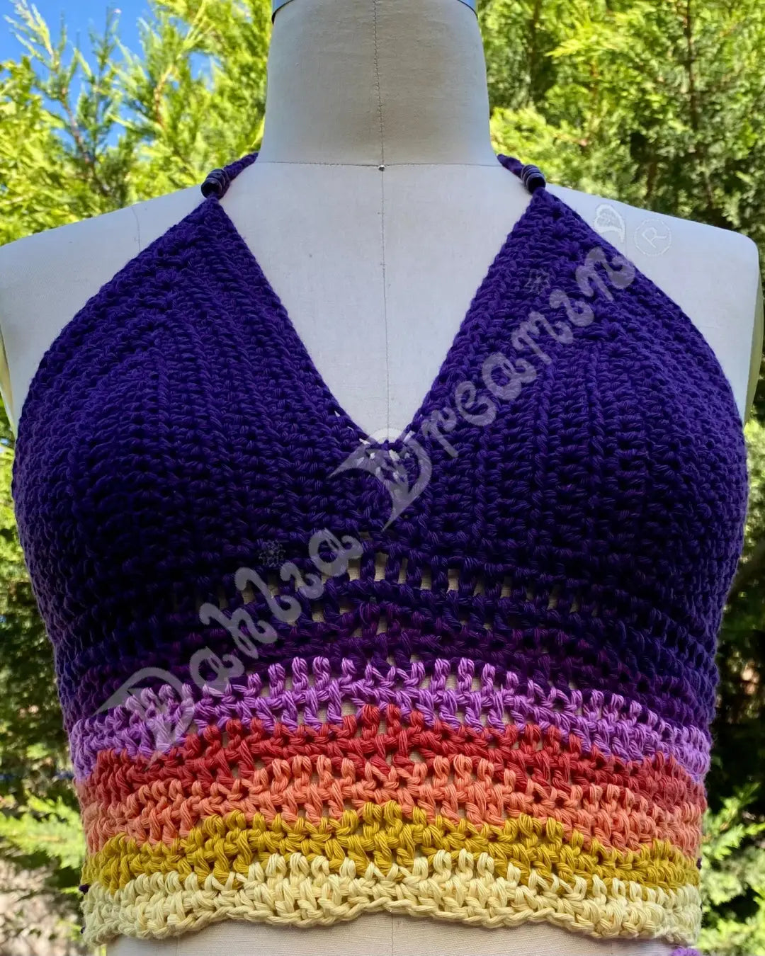 Sunset Waves Halter Crochet Top