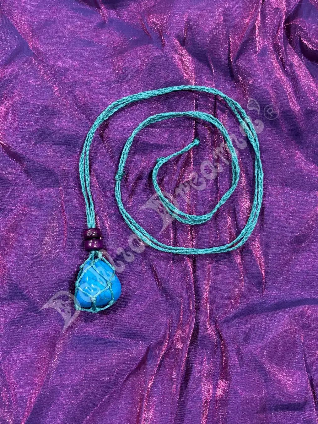 Turquoise With Blue Cord Necklace Pouch