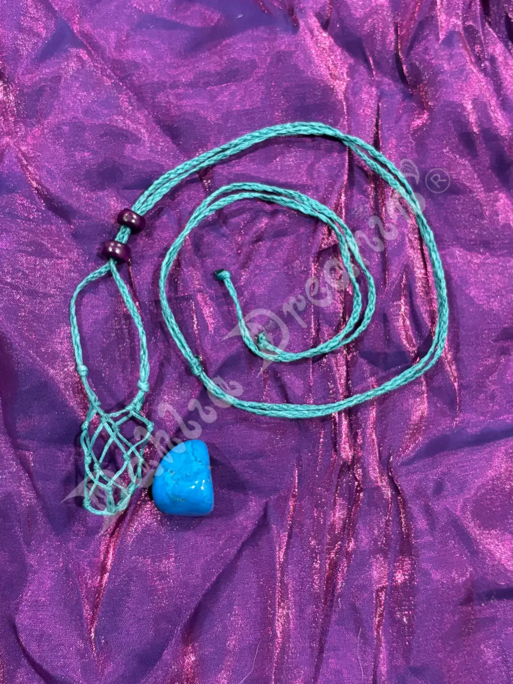 Turquoise With Blue Cord Necklace Pouch