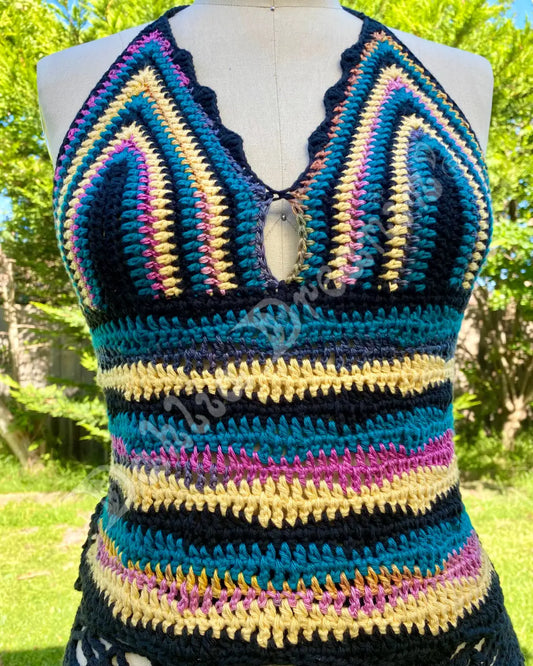 Wavy Space Halter Crochet Top