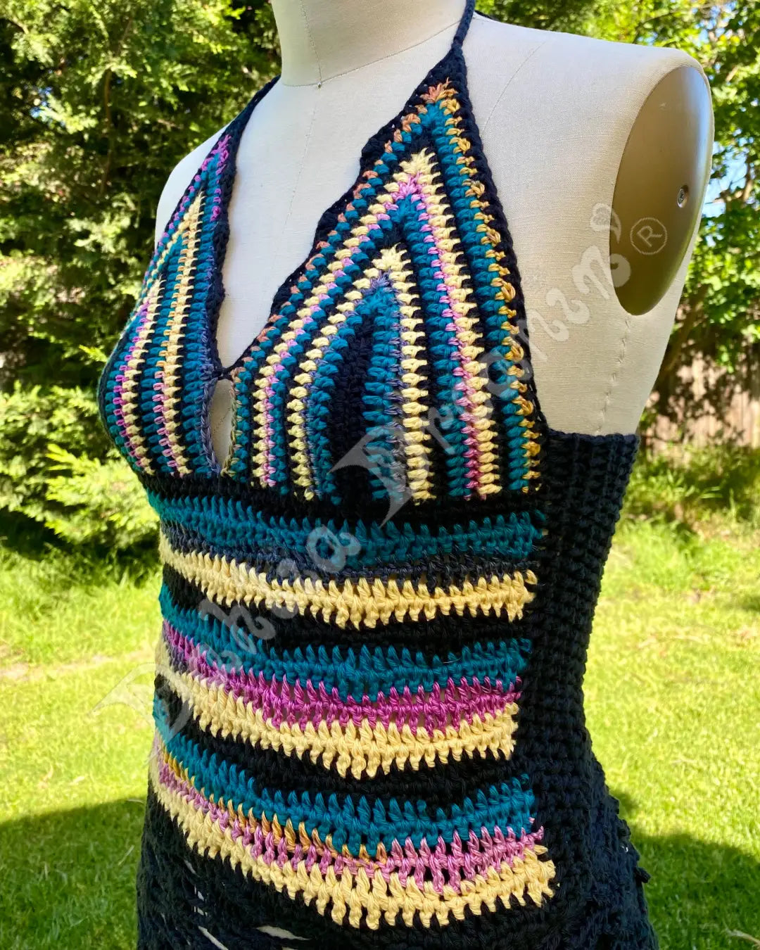 Wavy Space Halter Crochet Top